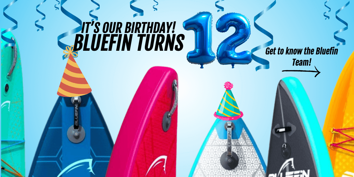 It's our birthday! Bluefin Turns 12! Celebrate with colorful boards and party hats.