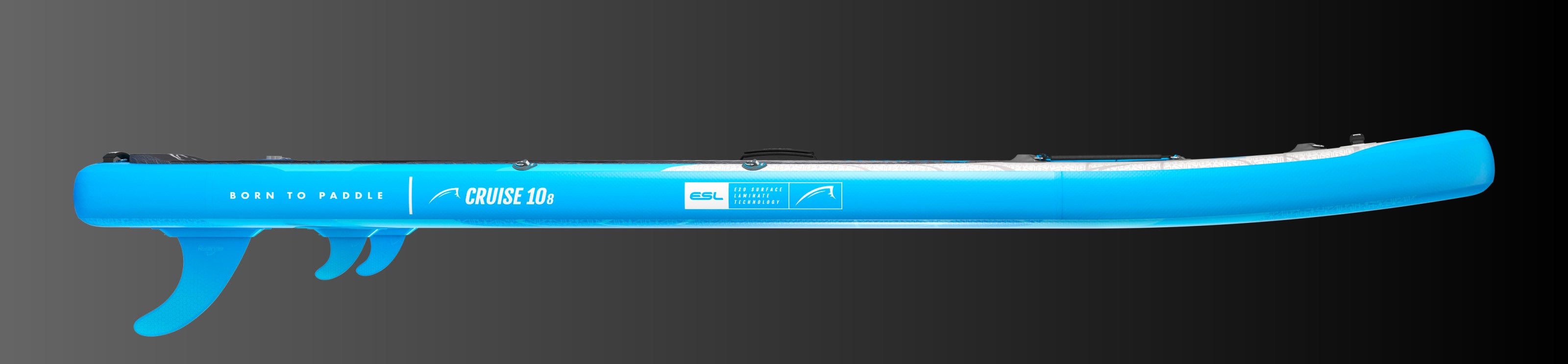Bluefin SUP Cruise 10'8 paddleboard side view, featuring sleek design and vibrant colors.