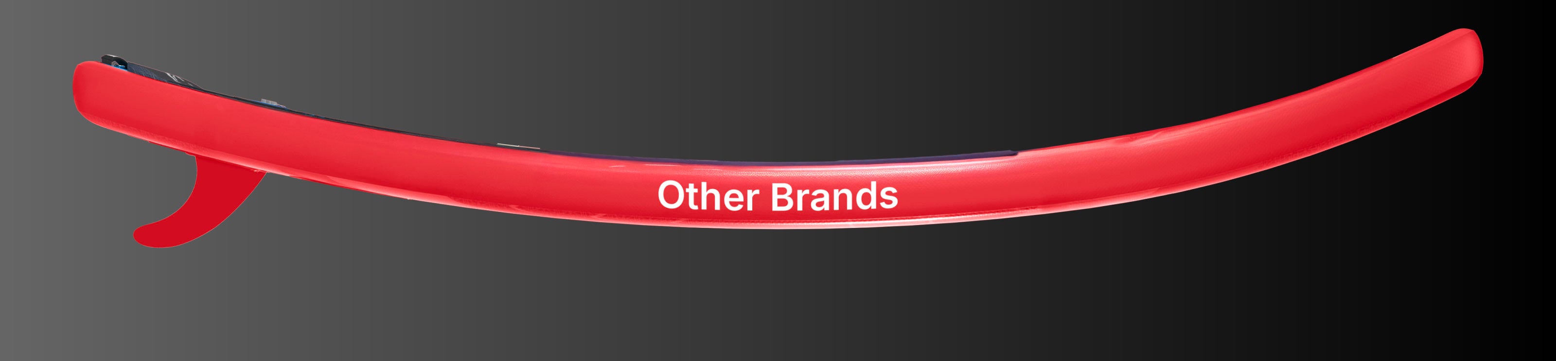 Red stand-up paddleboard with "Other Brands" text on a gradient black background.