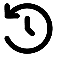 Circular arrow around a clock icon representing time management or history concept.