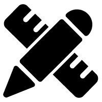 Black icon of a pencil and ruler crossed, representing design or drafting tools.