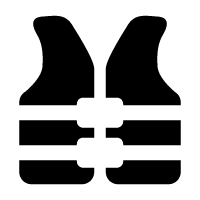 Icon of a life jacket signifying water safety and buoyancy.