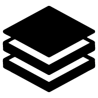 Black stacked layers icon representing documents or files.
