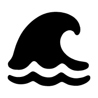 Black wave icon representing water and surfing activities.