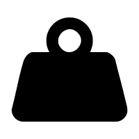Black weight icon with a handle, symbolizing fitness and strength training.