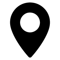 Black location pin icon, representing a specific geographic point or address.