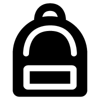Black silhouette of a backpack icon, representing outdoor adventure and storage.
