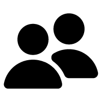 Two simplified human figures in black silhouette, representing companionship or friendship.