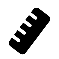 Black silhouette of a standard ruler with measurement markings.
