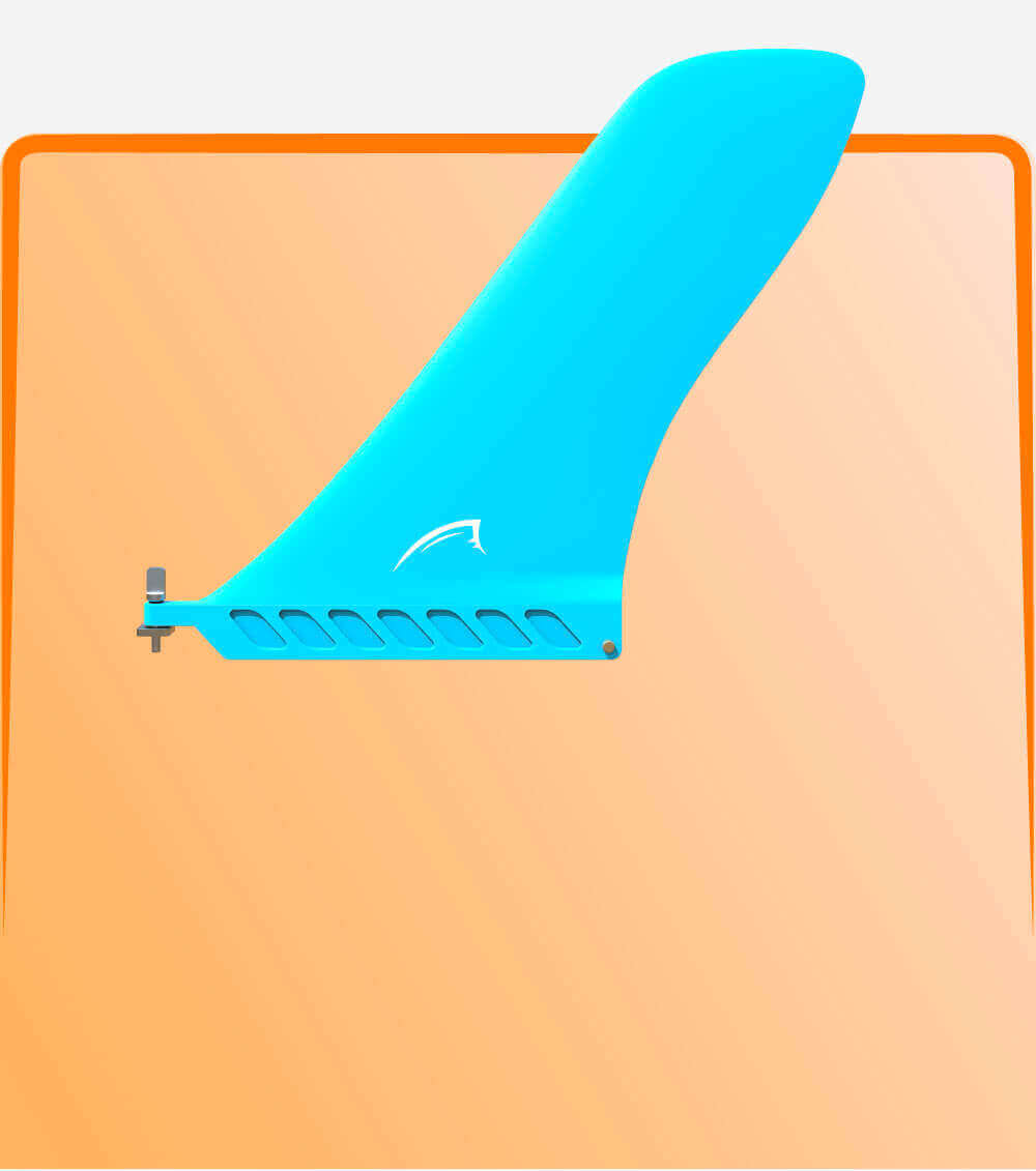 Blue universal fin on a peach background