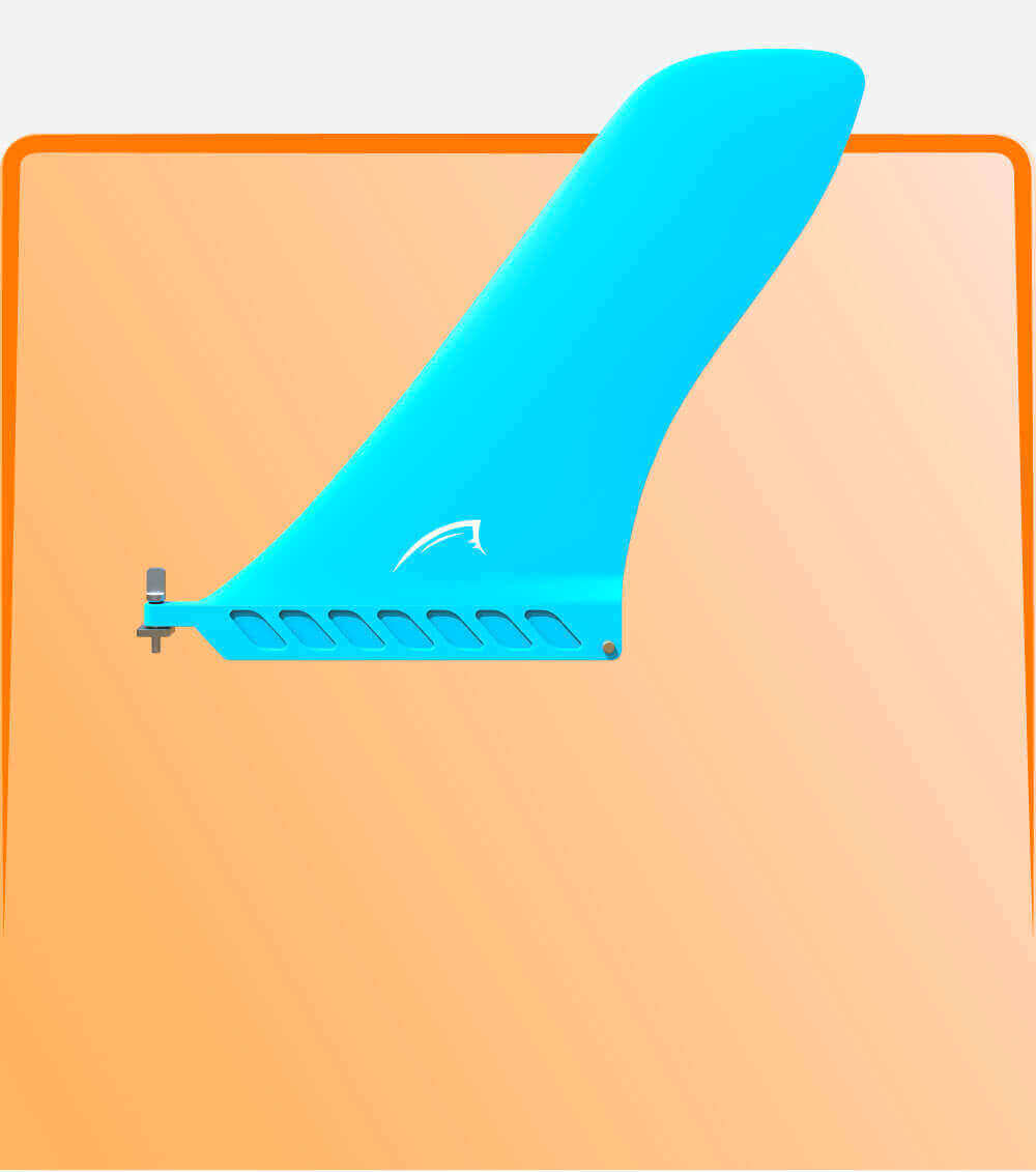 Blue universal fin on a peach background