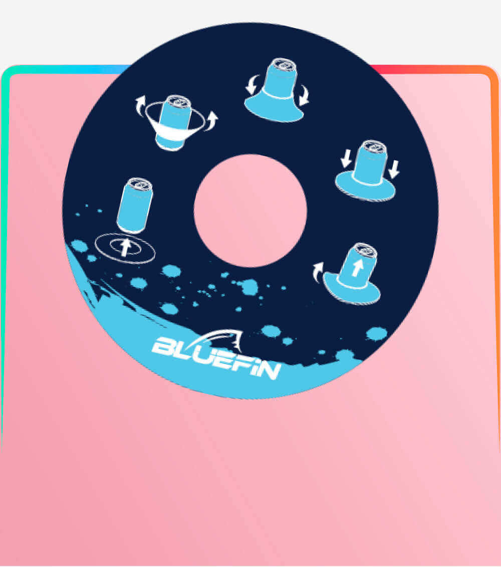 Illustration of Bluefin SUP features, showing gauge movements for optimal performance.