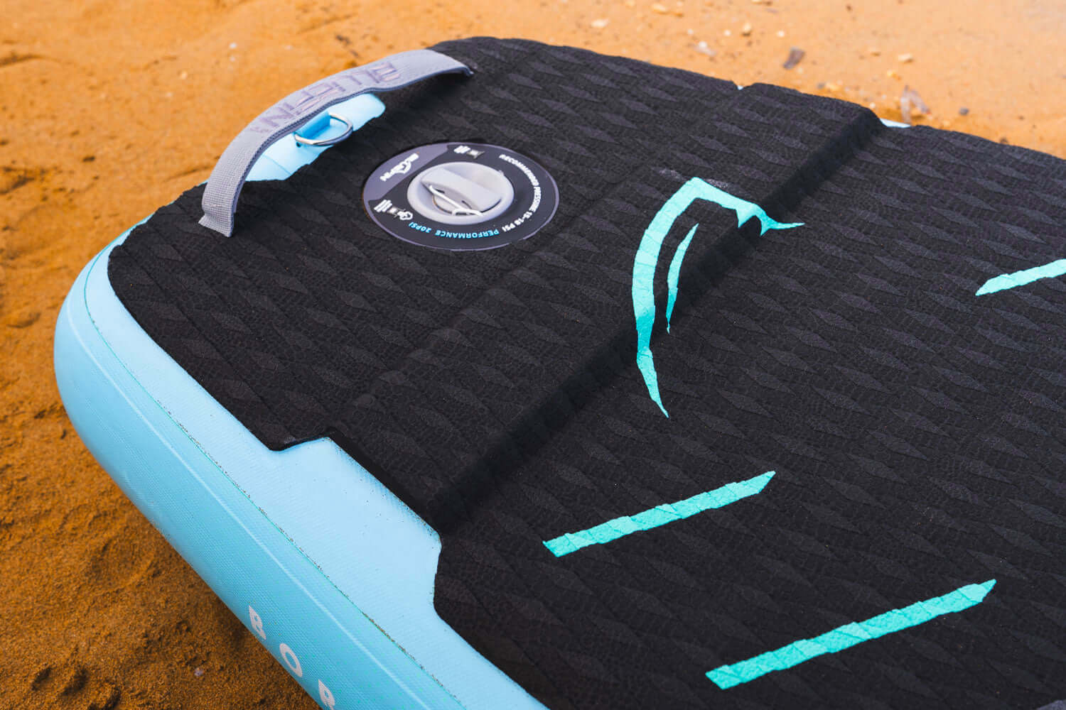 Close up of the rear kick pad of a Bluefin Cruise Inflatable paddle board