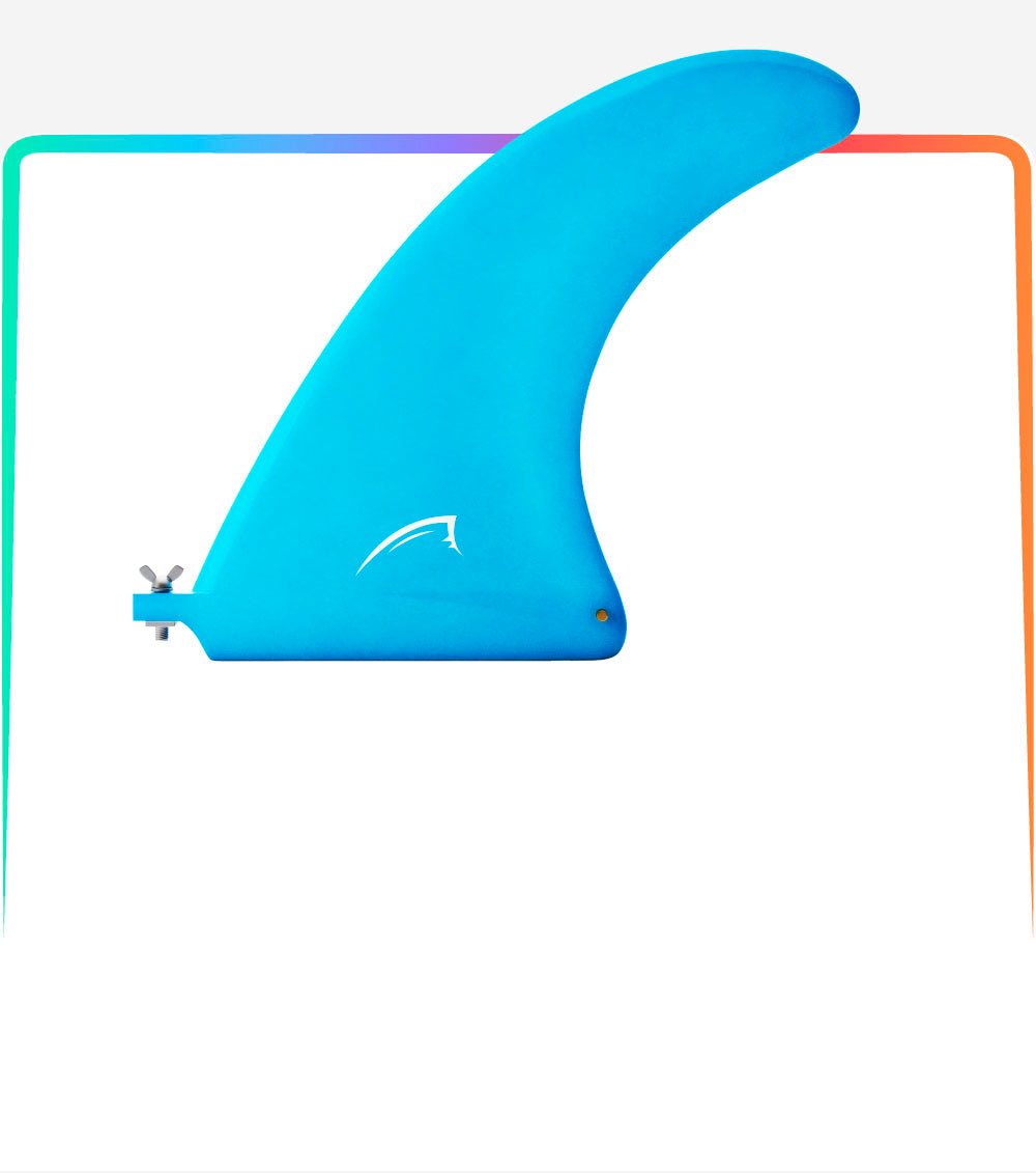 Bluefin SUP fin on a white background, showcasing its sleek design and vibrant blue color.
