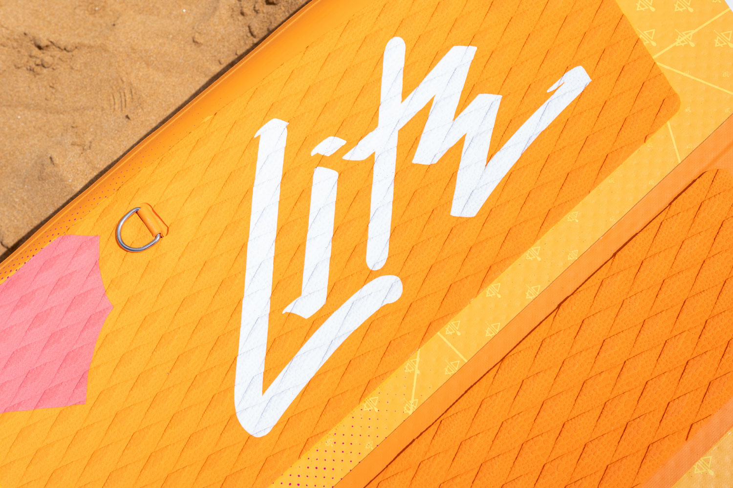 Close up of Bluefin inflatable paddle board deckpad