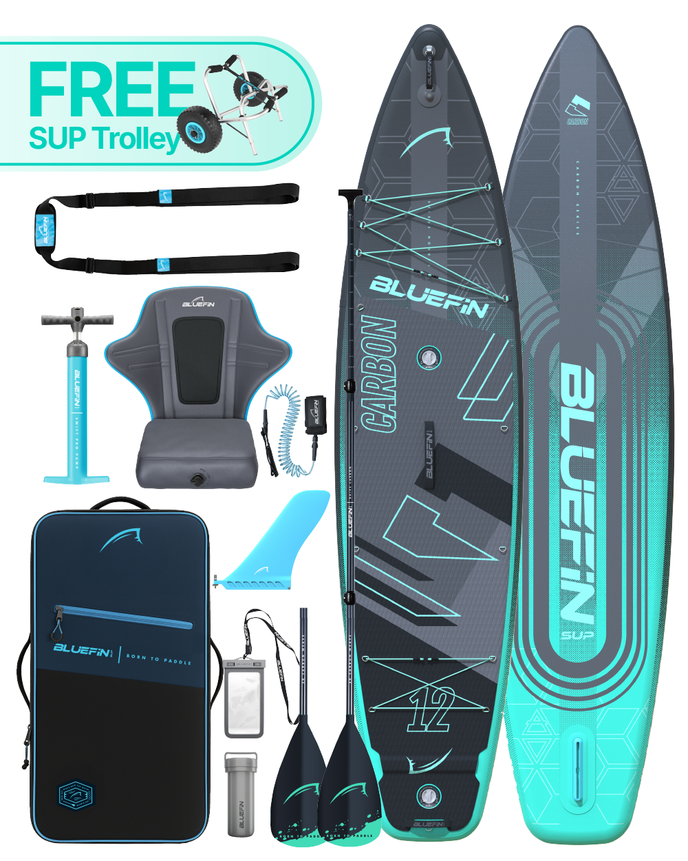 Mint Carbon 12' Premium Inflatable SUP Paddleboard
