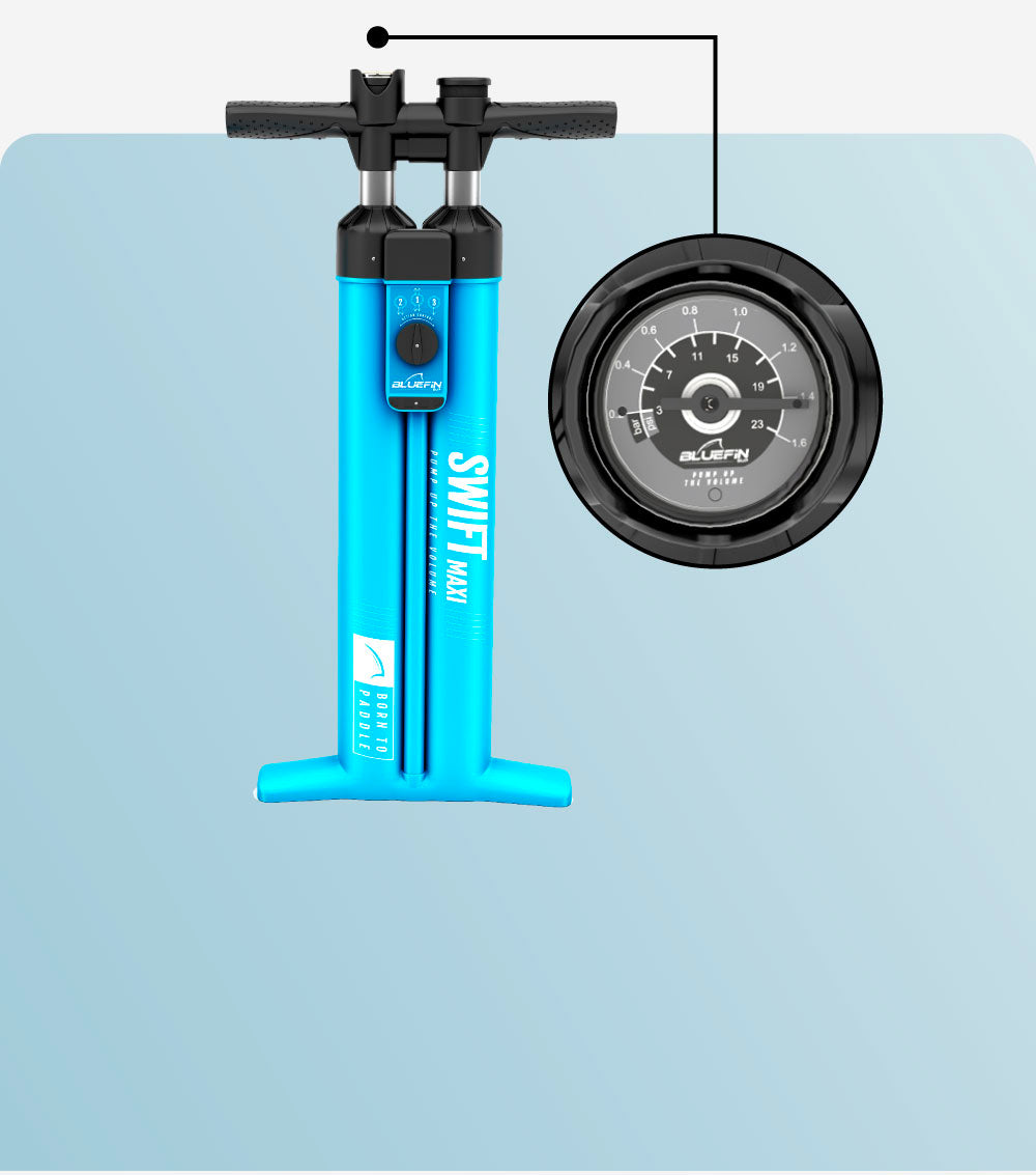 dual action pump on a grey background