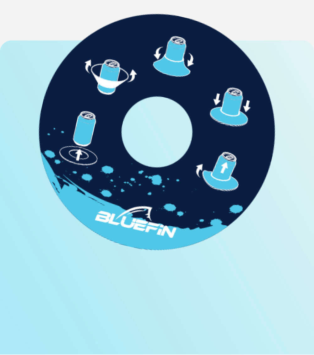 Illustration of Bluefin SUP instructions showing paddle positions and movements.