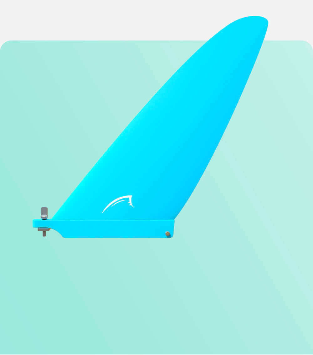 Blue universal fin on a light green background