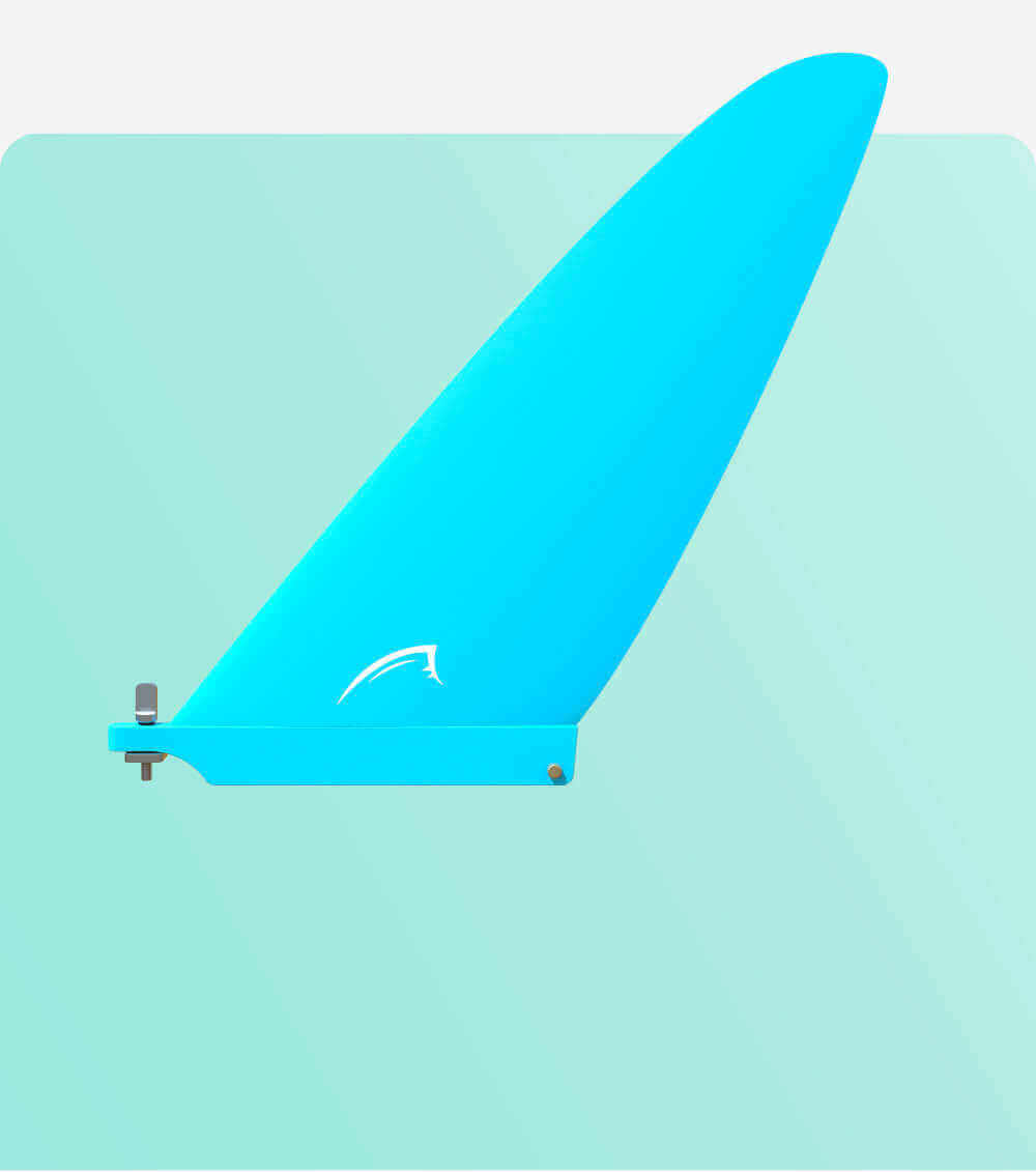 Blue universal fin on a light green background