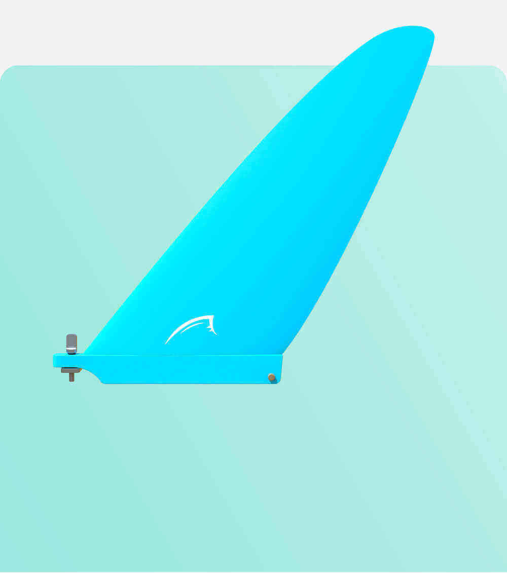 Blue universal fin on a light green background