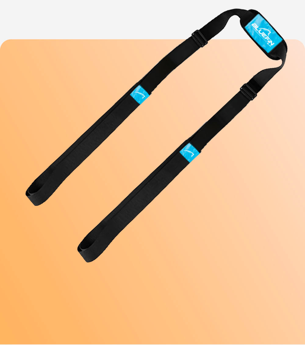 bluefin carry strap on a peach background