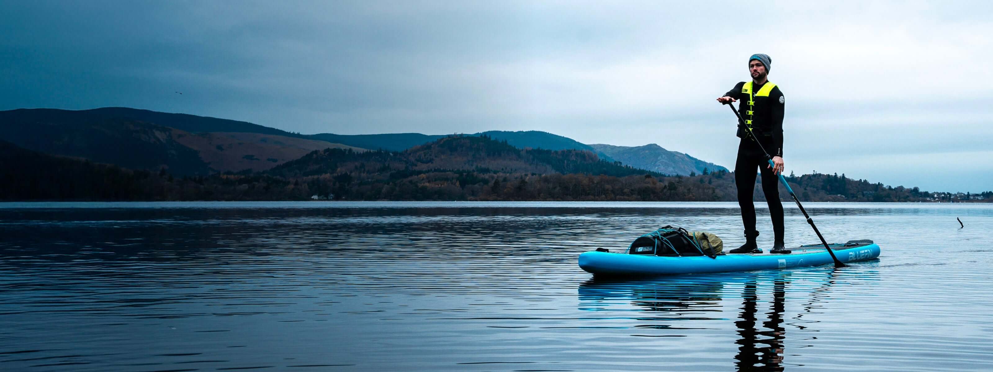 paddleboarding on lake