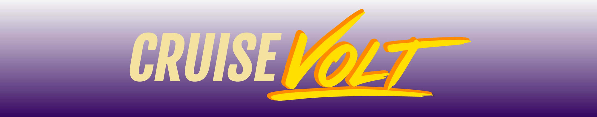 Text graphic displaying the words 'CRUISE VOLT' in yellow and orange on a purple gradient background