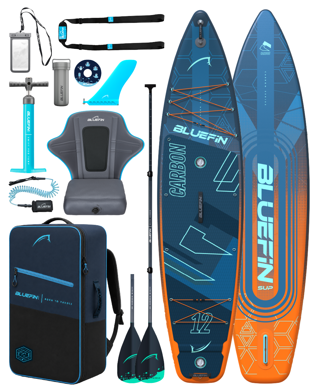Orange Carbon 12' Premium Inflatable Paddleboard
