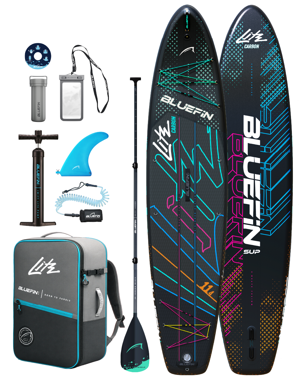 New Lite Carbon 11'4 Premium Inflatable SUP Paddleboard