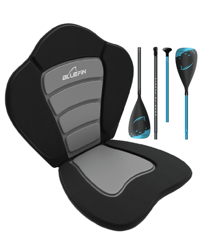 Free Kayak Conversion Kit includes a comfortable seat and paddles for paddleboarding and kayaking.