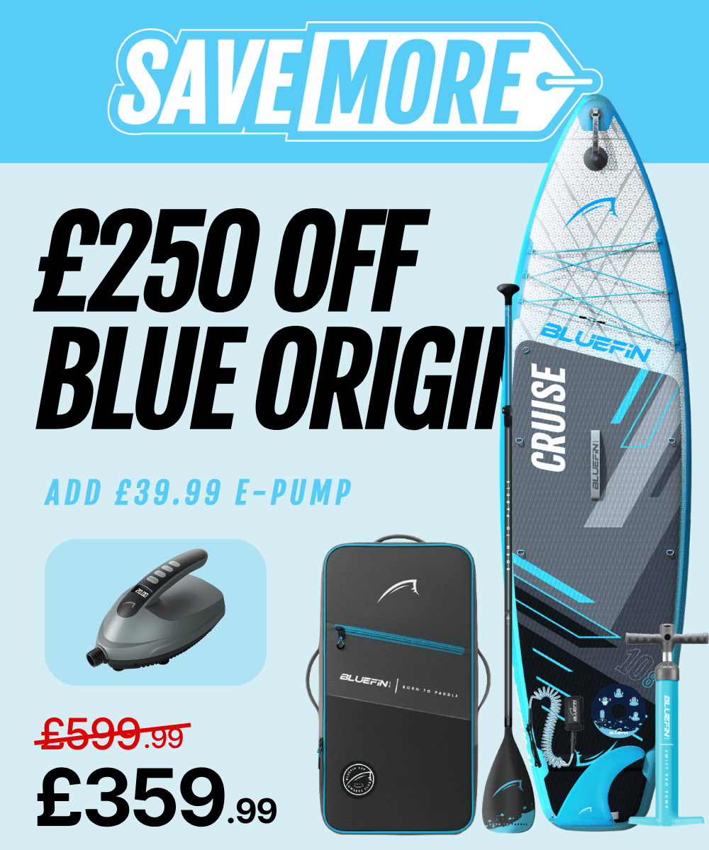 Bluefin Cruise paddleboard bundle with paddle, backpack and e-pump, £250 off at £359.99